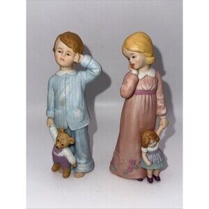 1998 Home Interiors “Sleepy Time” Boy & Girl Figurines - 4.5" #14801-98